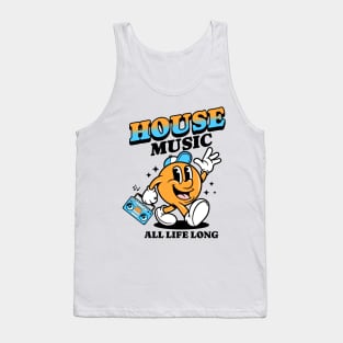 HOUSE MUSIC  - Retro Mascot All Life Long (black/orange/blue) Tank Top